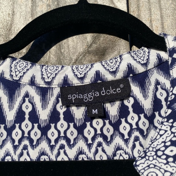 Spiaggia Dolce Navy and White Patterned Tunic with Tassels - Picture 7 of 9